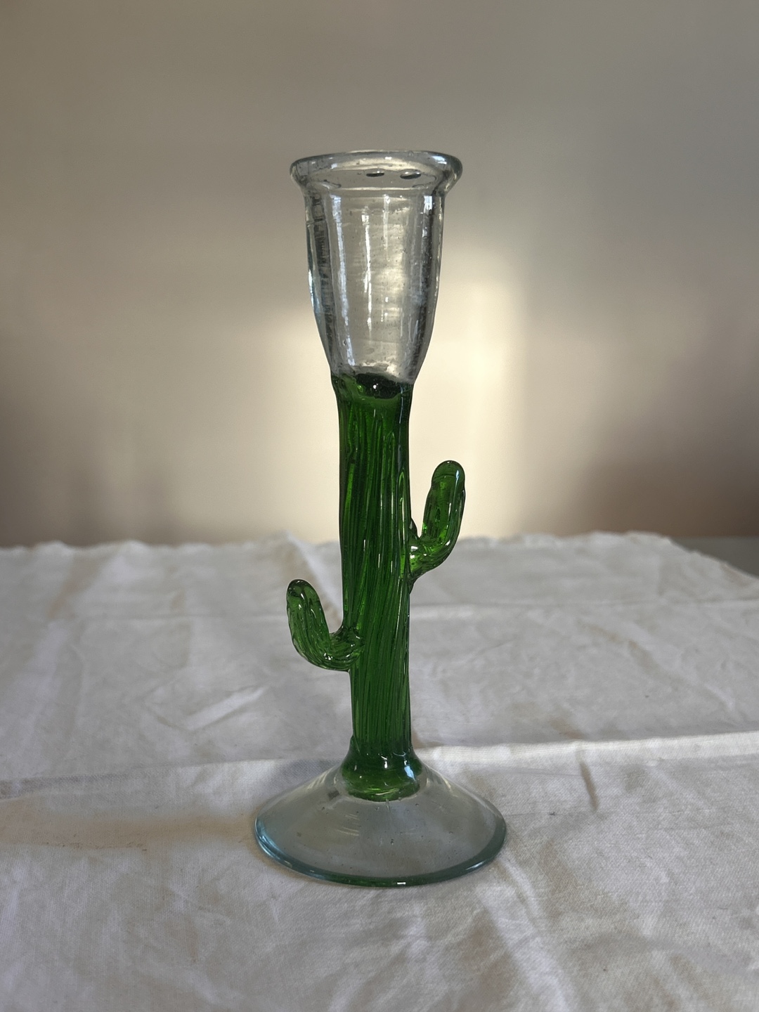 Vintage Glass Cactus Candle Holder