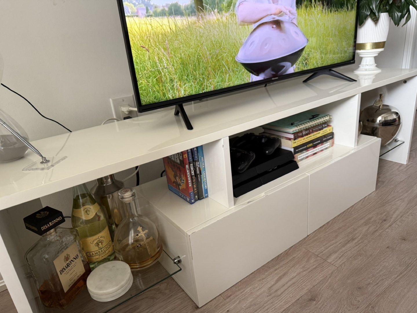 Maggie 63" White TV Stand with Storage - photo 3