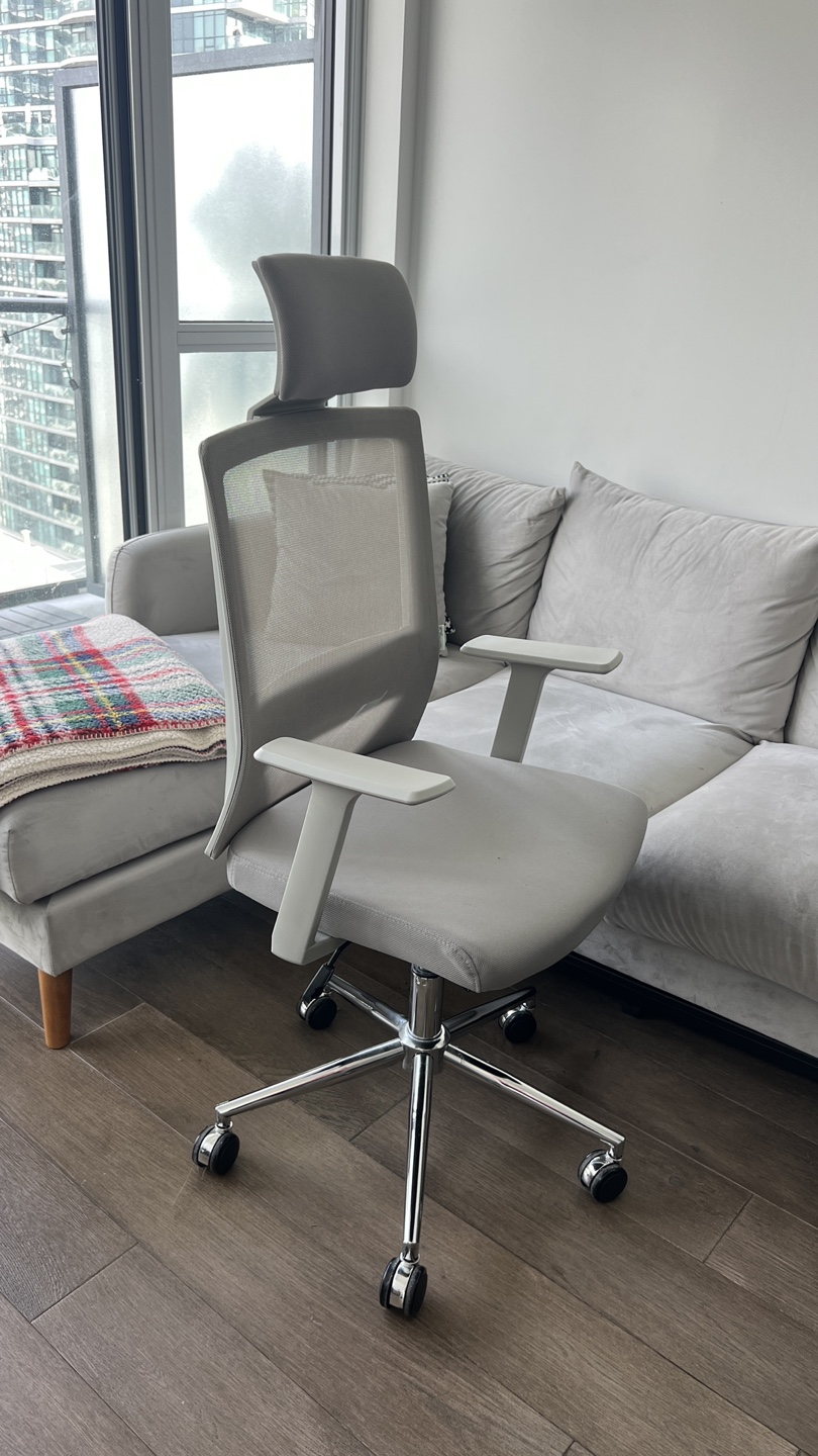 Grey Mesh Office Chair with Headrest - photo 3