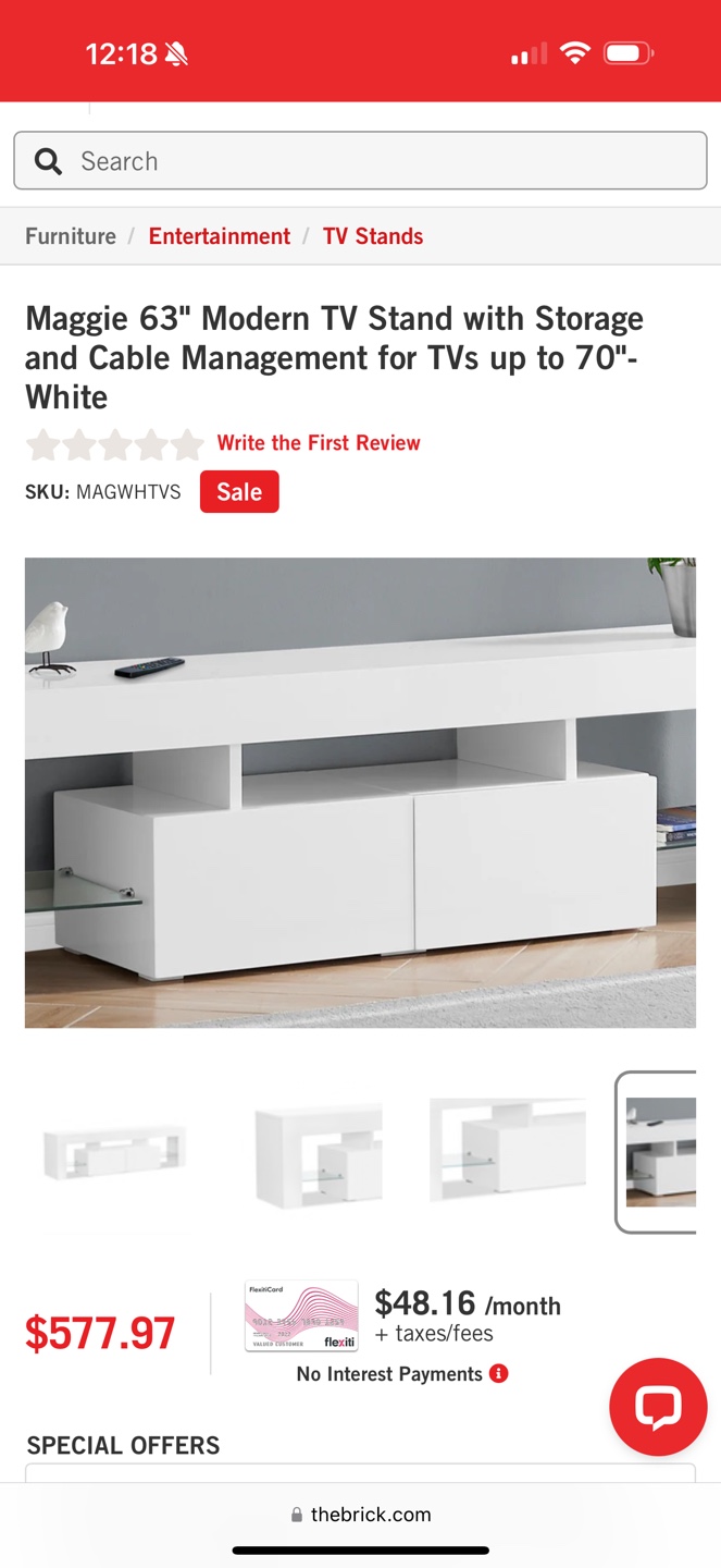 Maggie 63" White TV Stand with Storage - photo 4