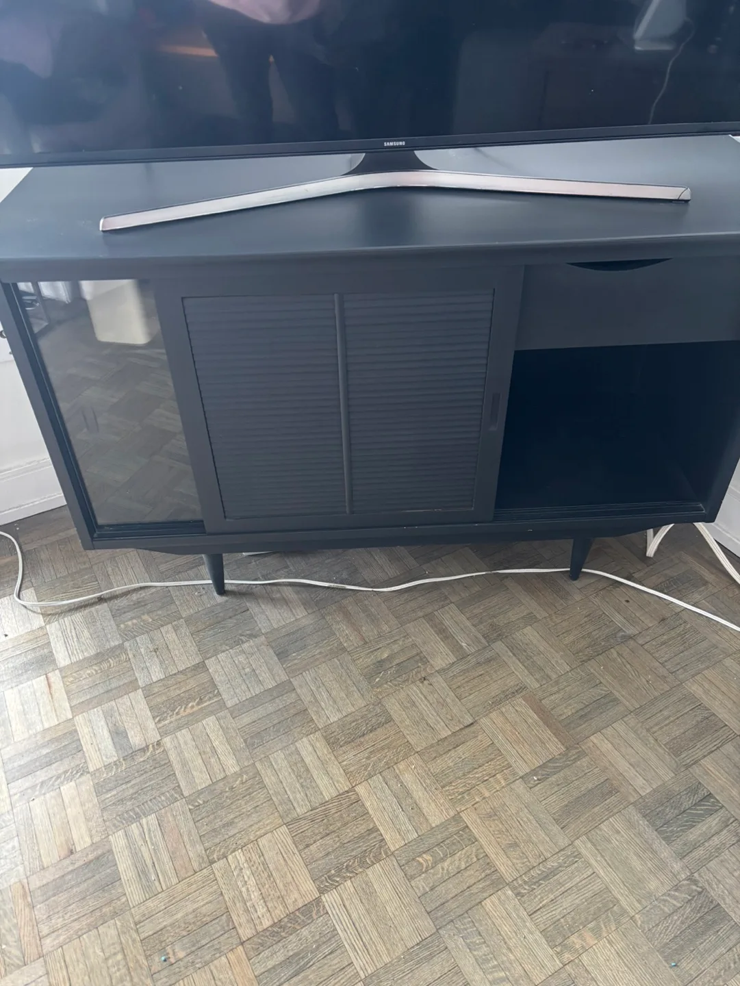 Mid-Century Modern Black TV Stand image indicator(2)