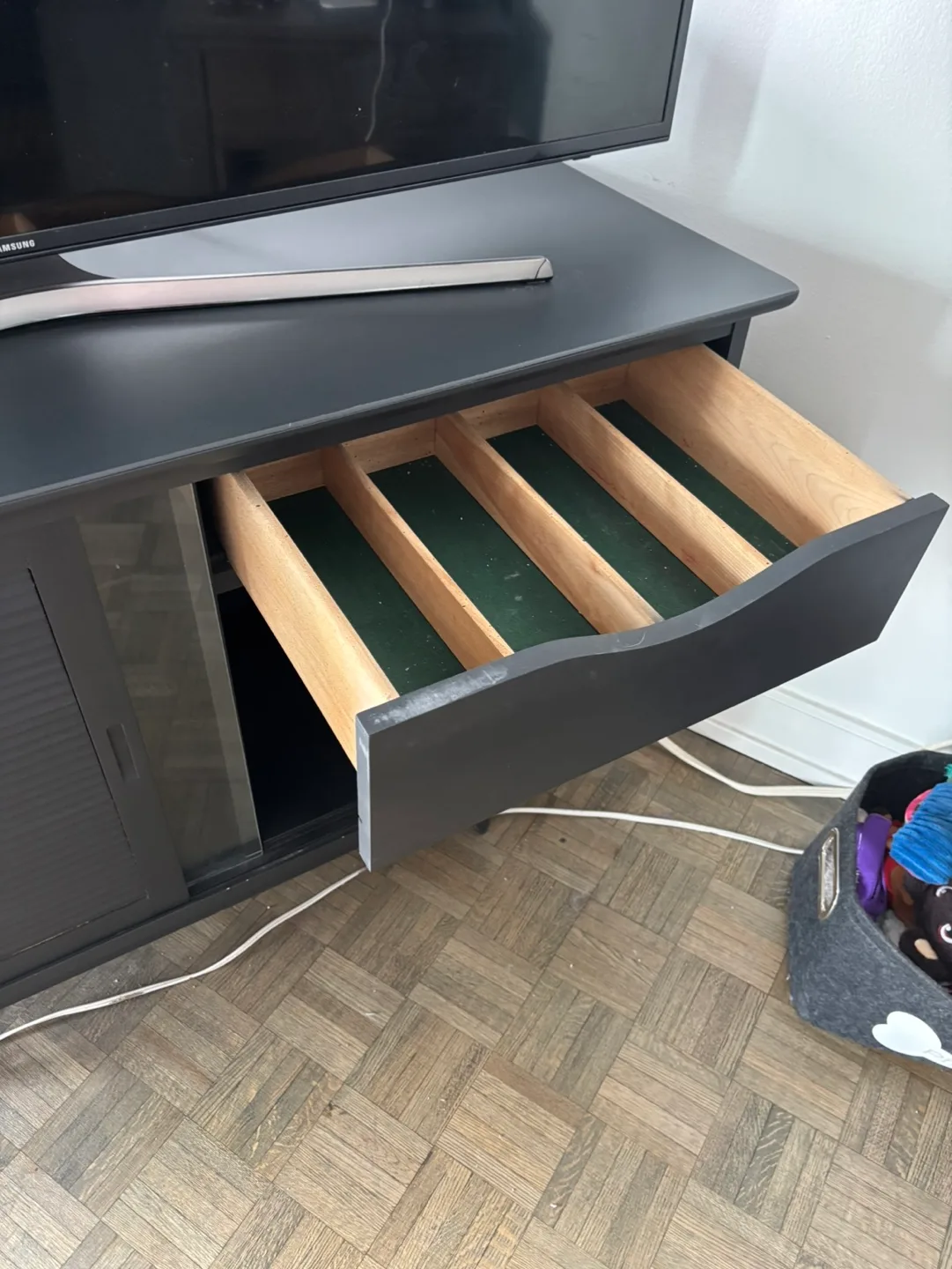 Mid-Century Modern Black TV Stand image indicator(6)