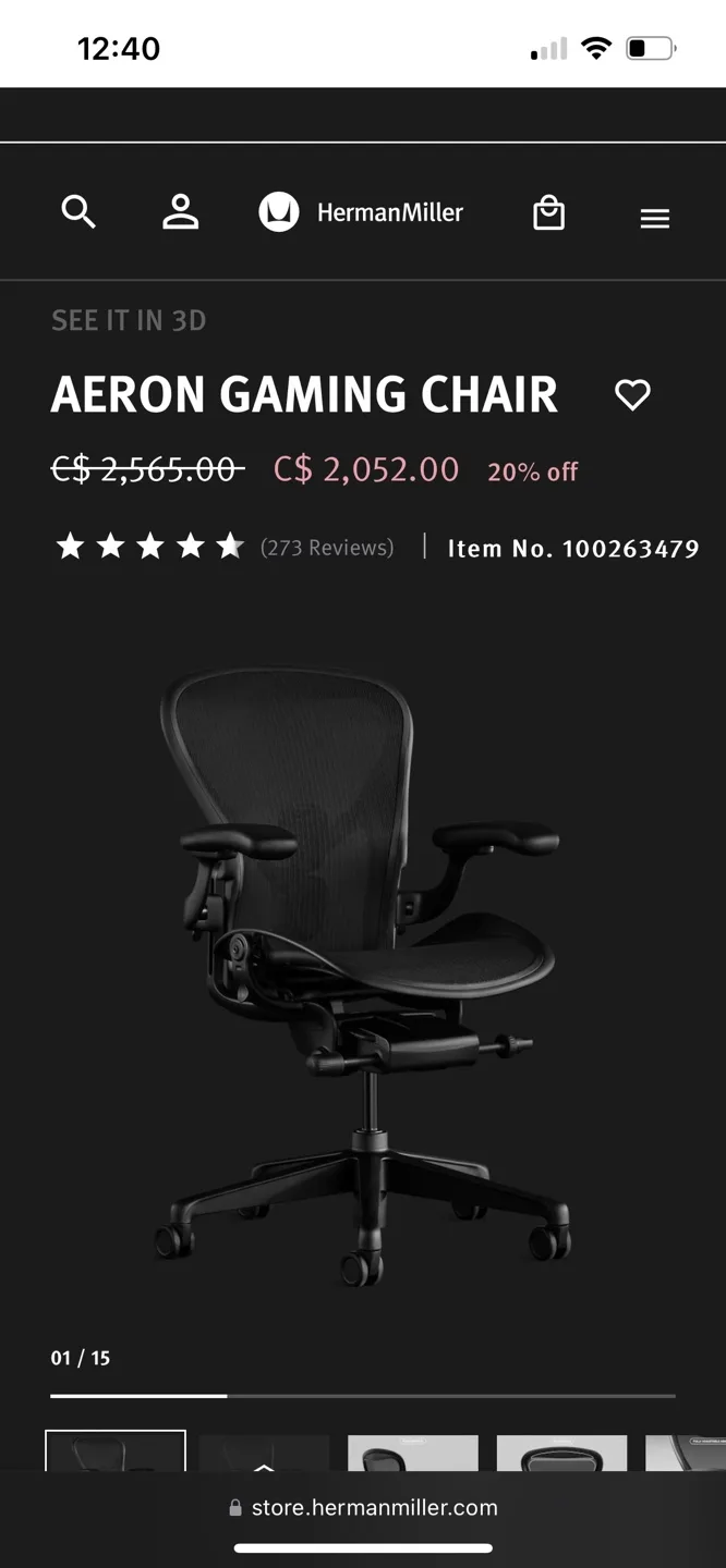 Herman Miller Aeron Chair black image indicator(5)