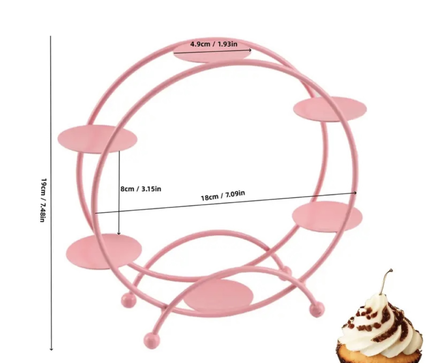 Pink Metal Cupcake Stand, 6-Tier Circular Dessert Display