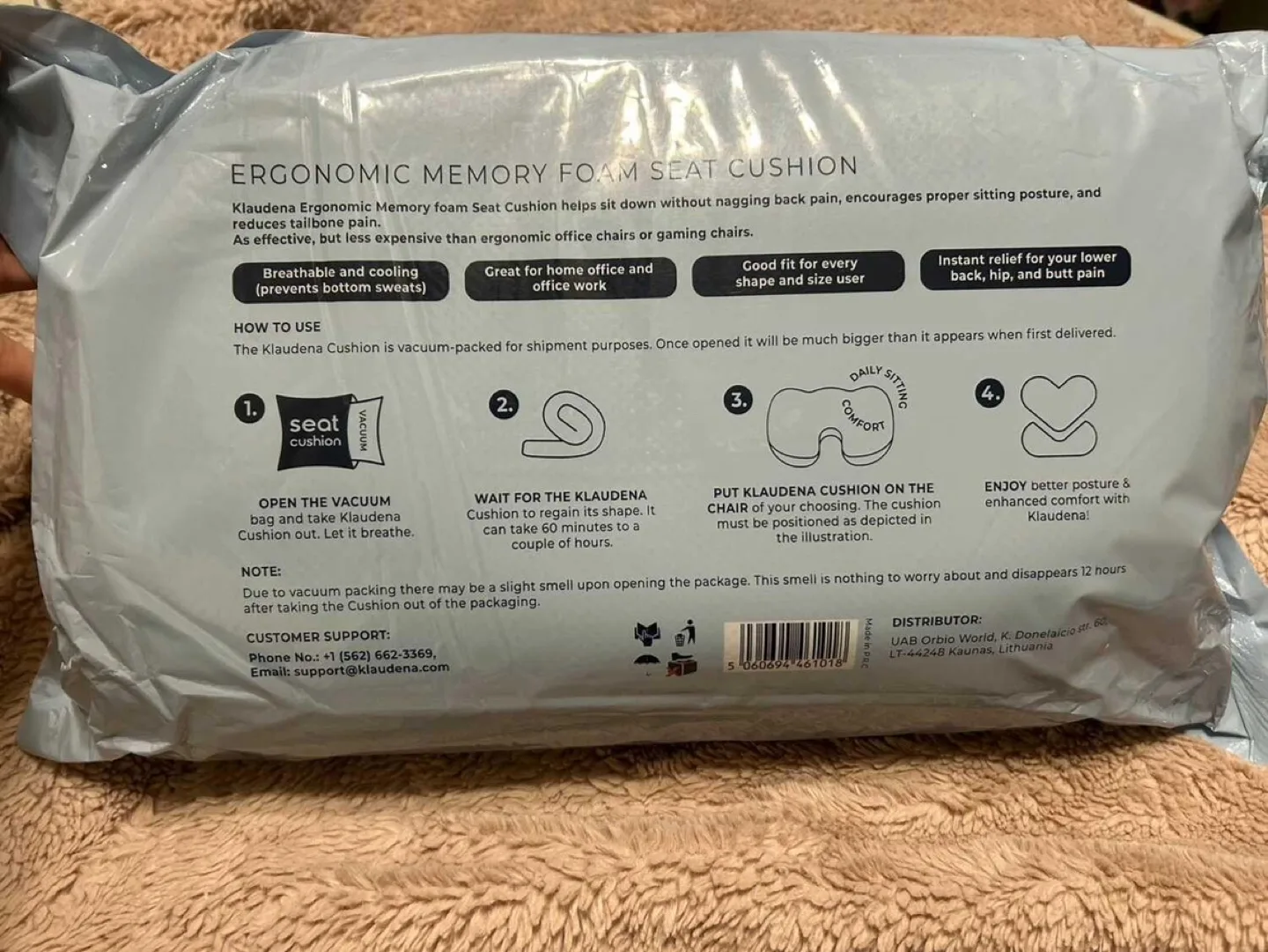 Klaudedna Ergonomic Memory Foam Seat Cushion image indicator(2)