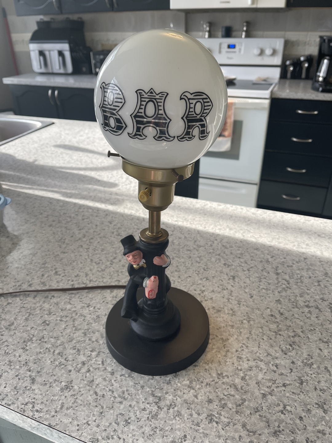 Vintage Bar Lamp with Unique Figurine Base