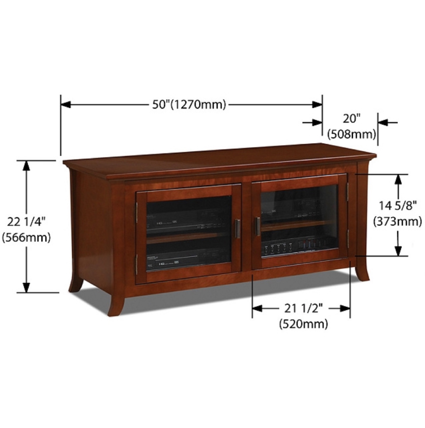 50" Dark Brown Wood TV Stand with Glass Doors - photo 2