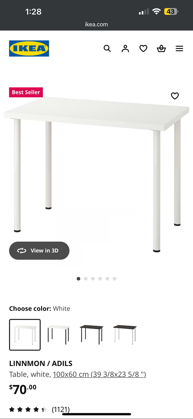 IKEA WHITE STUDY DESK - photo 5