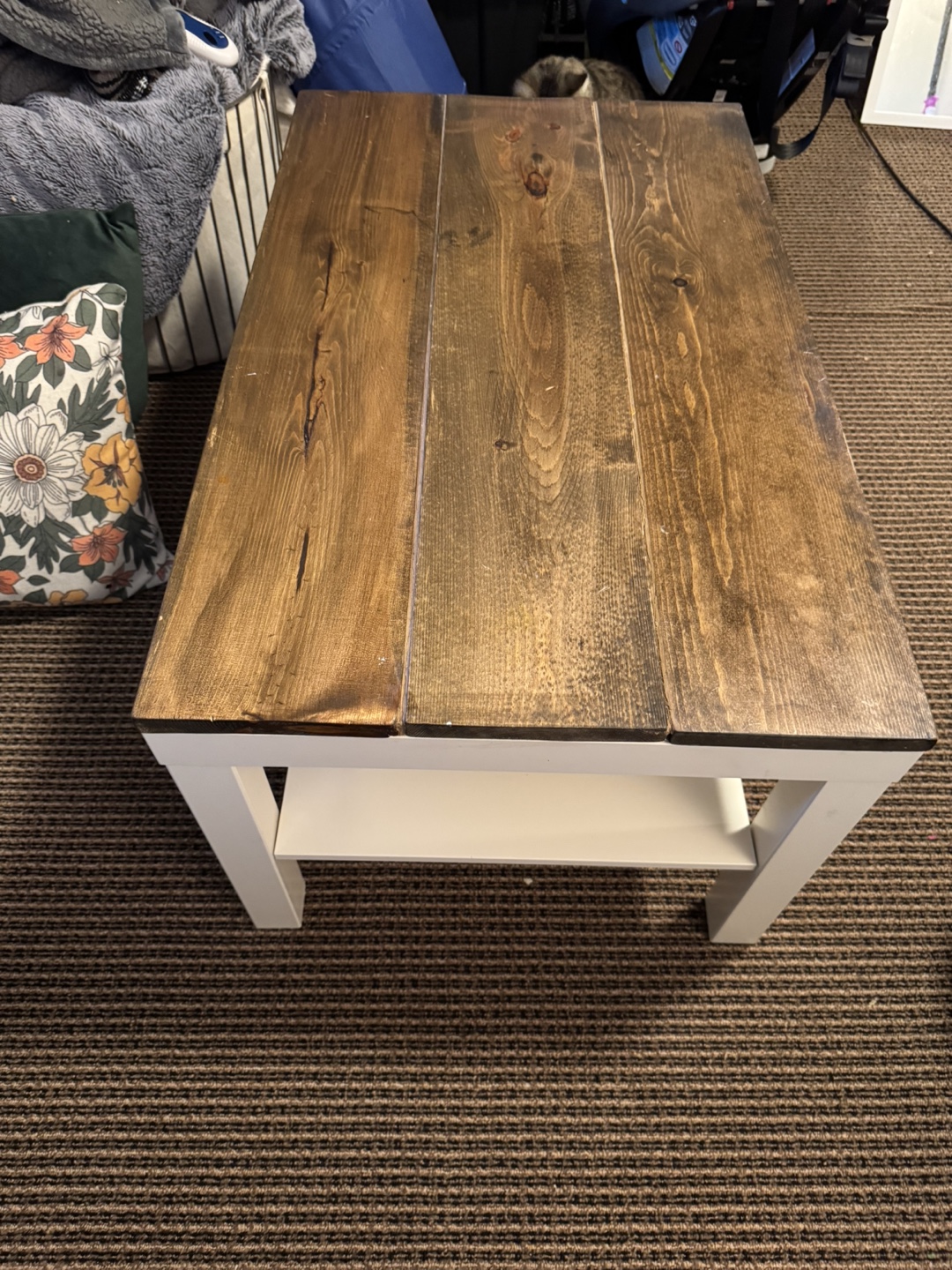 Rustic Farmhouse Coffee Table with Shelf