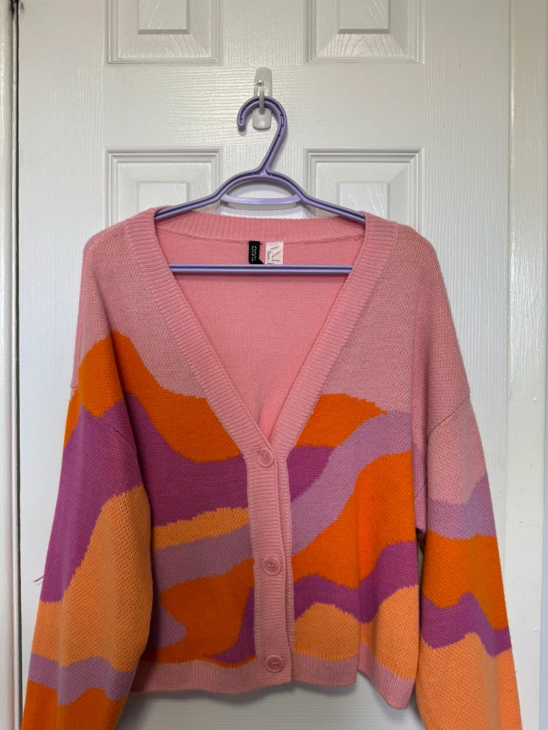 Pink, Orange, and Purple Abstract Pattern Cardigan thumbnail