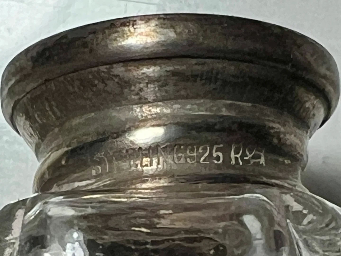 Vintage Crystal Salt and Pepper with Sterling Silver Tops image indicator(2)