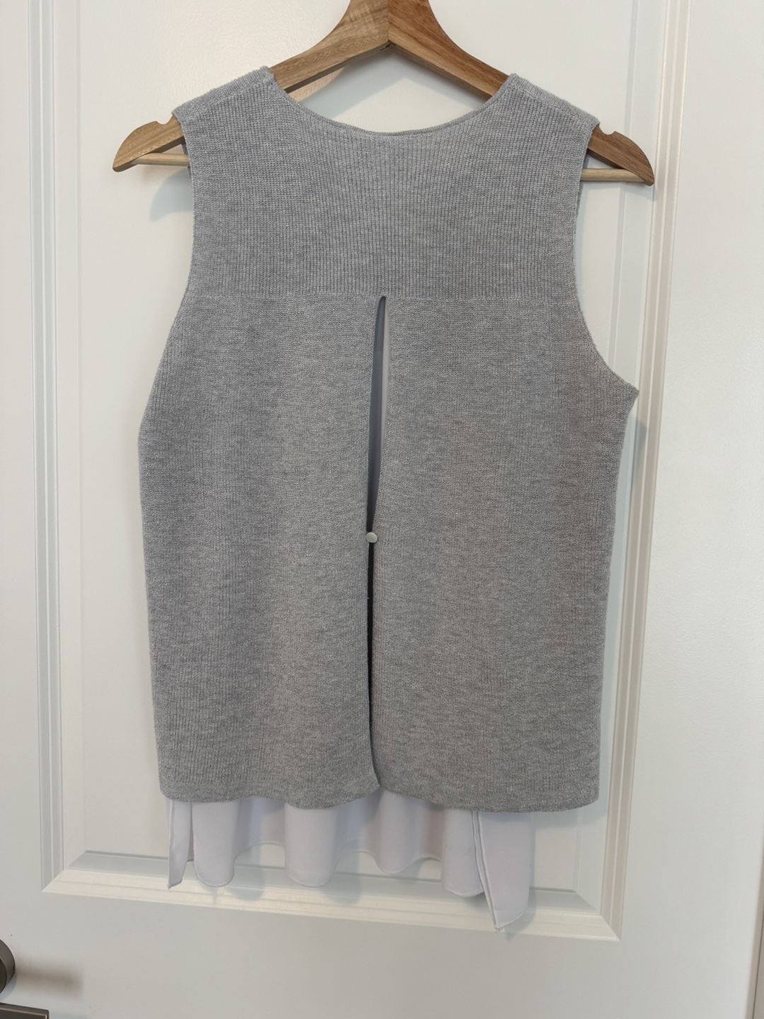 Piccadilly Grey Knit Sleeveless Top with Keyhole Detail - photo 2