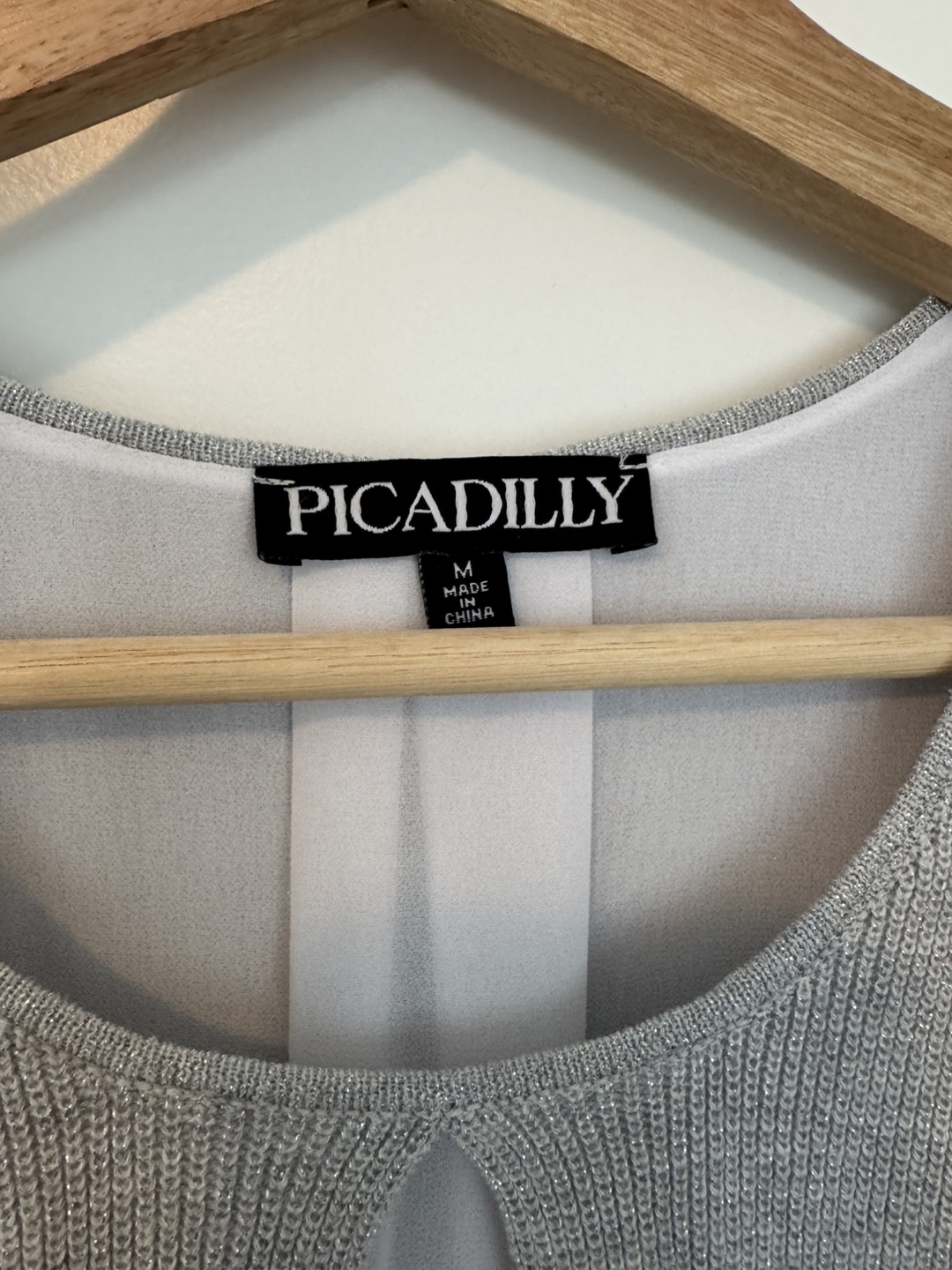 Piccadilly Grey Knit Sleeveless Top with Keyhole Detail - photo 3