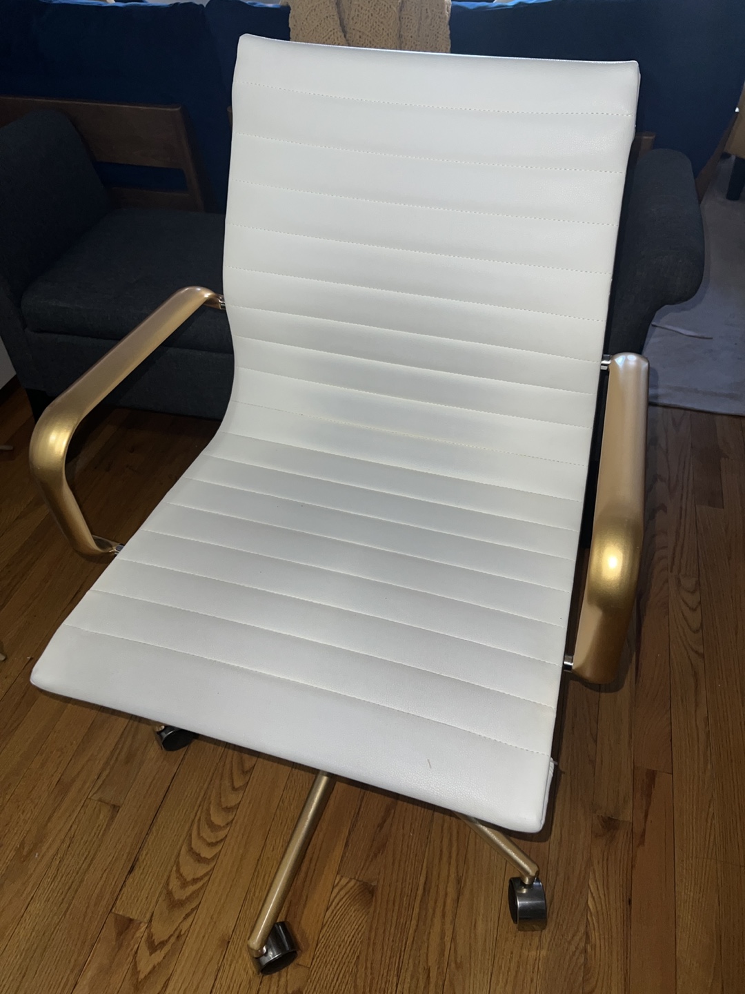 LUXMOD Ergonomic Swivel Office Chair - White and Gold