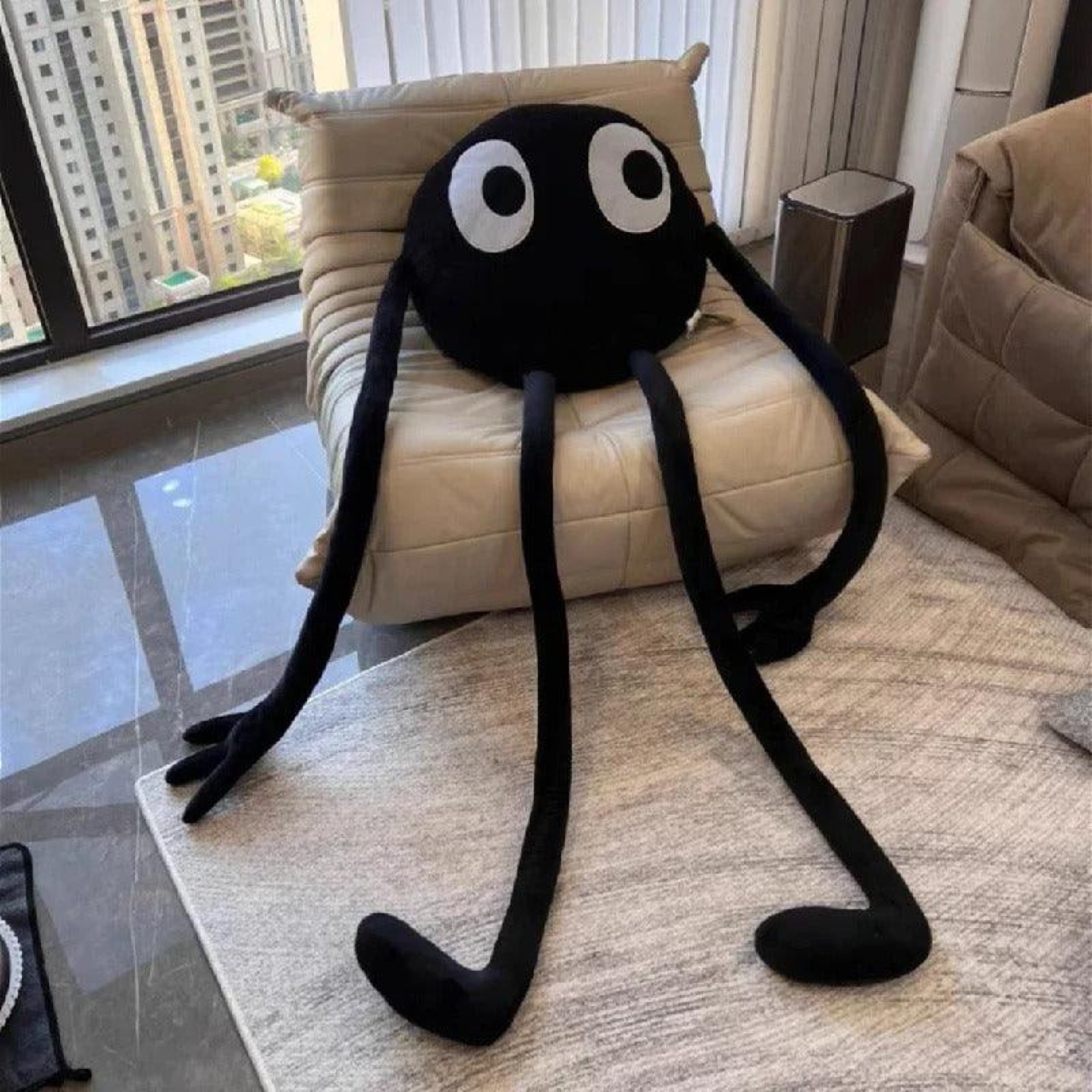 Giant Black Plush Pillow with Long Arms and Legs - photo 3