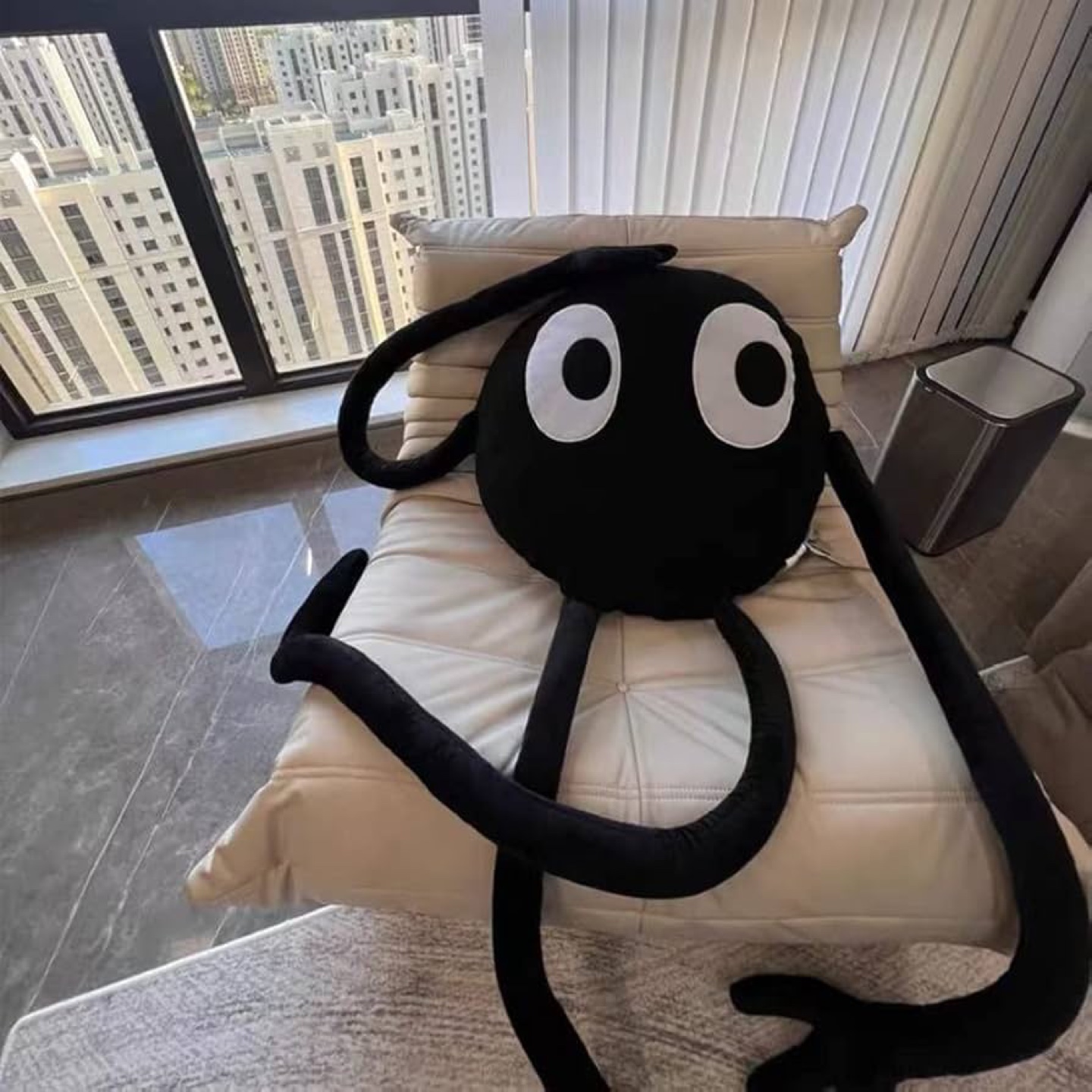 Giant Black Plush Pillow with Long Arms and Legs - photo 2