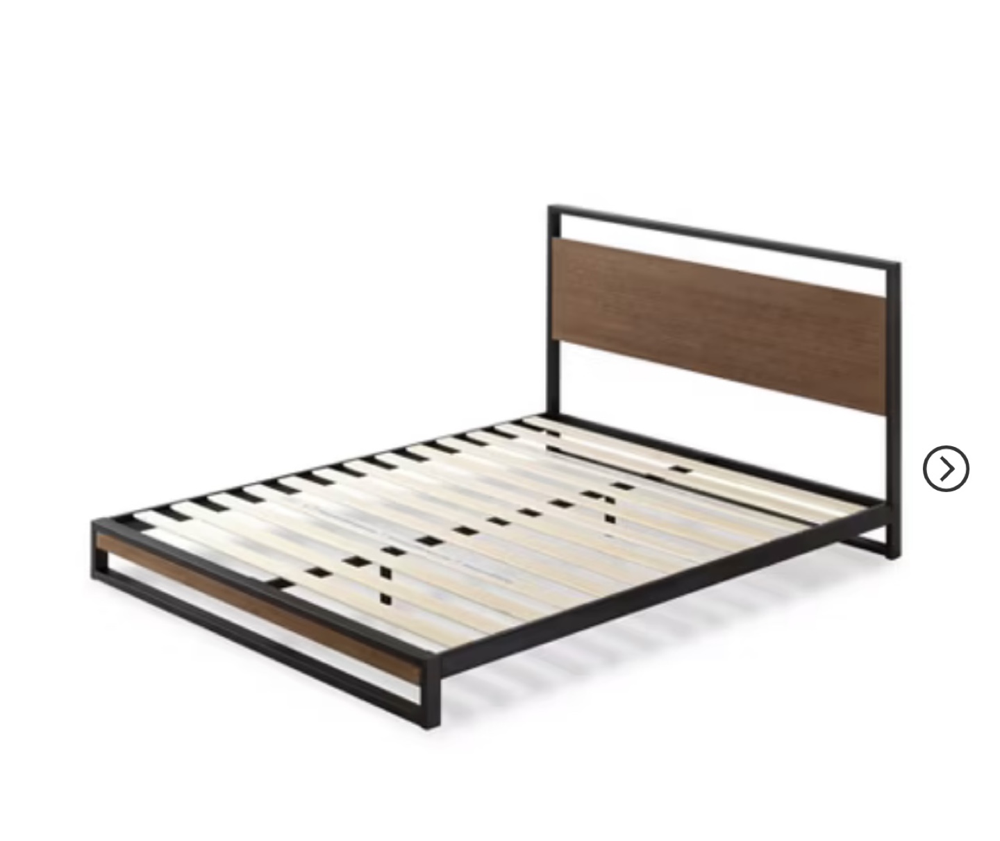 Queen Size Metal Platform Bed Frame with Wooden Headboard - photo 4
