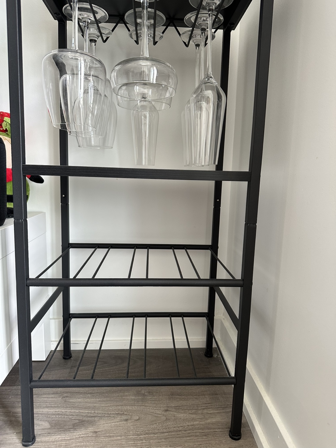 Black Metal Wine Rack with Stemware Storage - photo 2