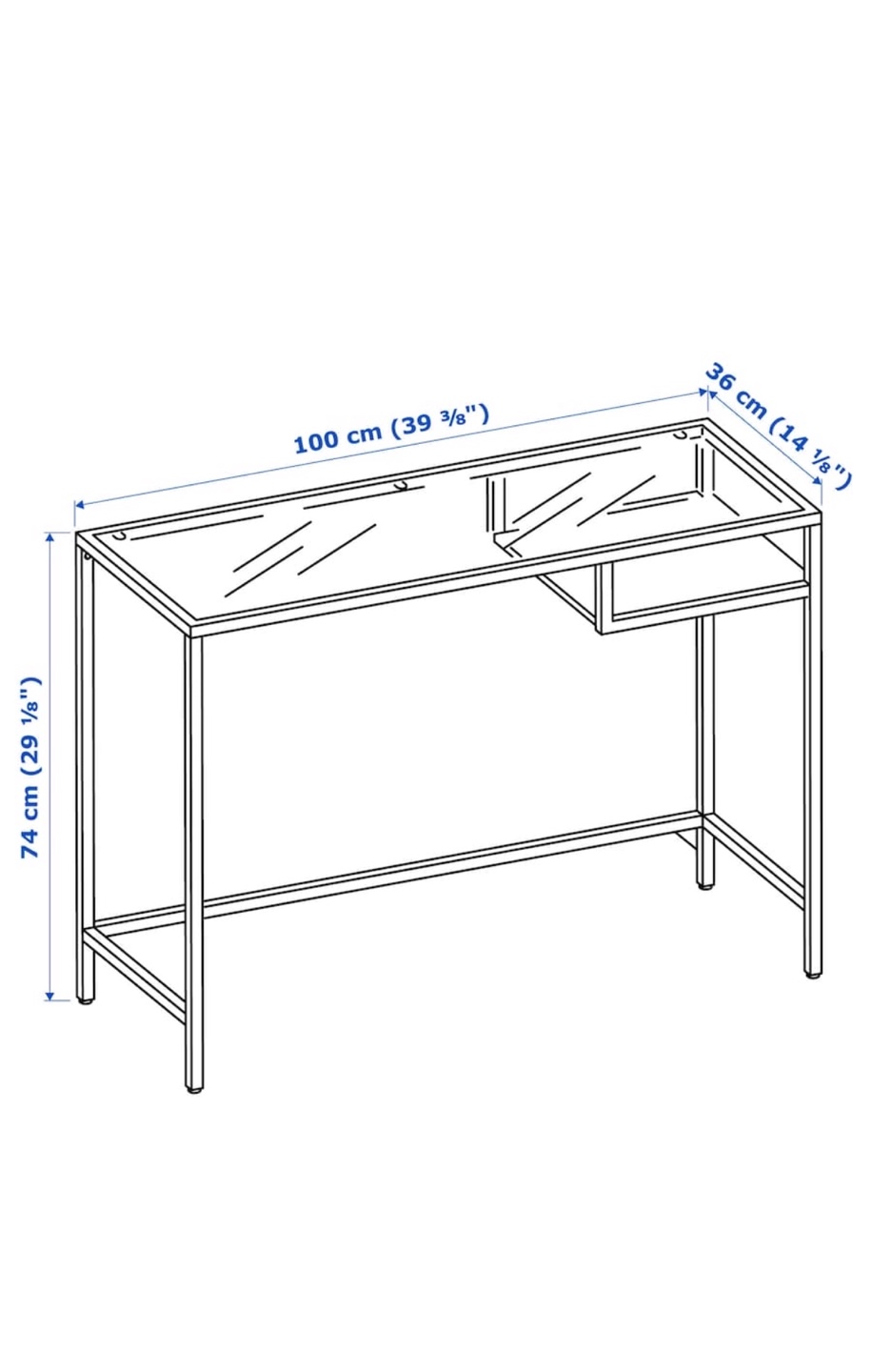IKEA VITTSJÖ Desk - White Glass Top - photo 3