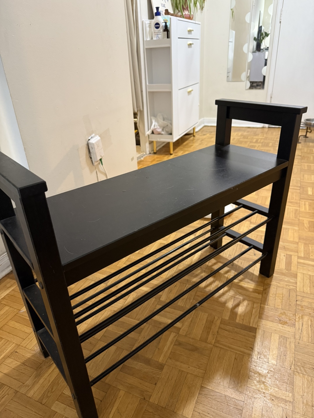 Black Shoe Rack Bench - photo 3