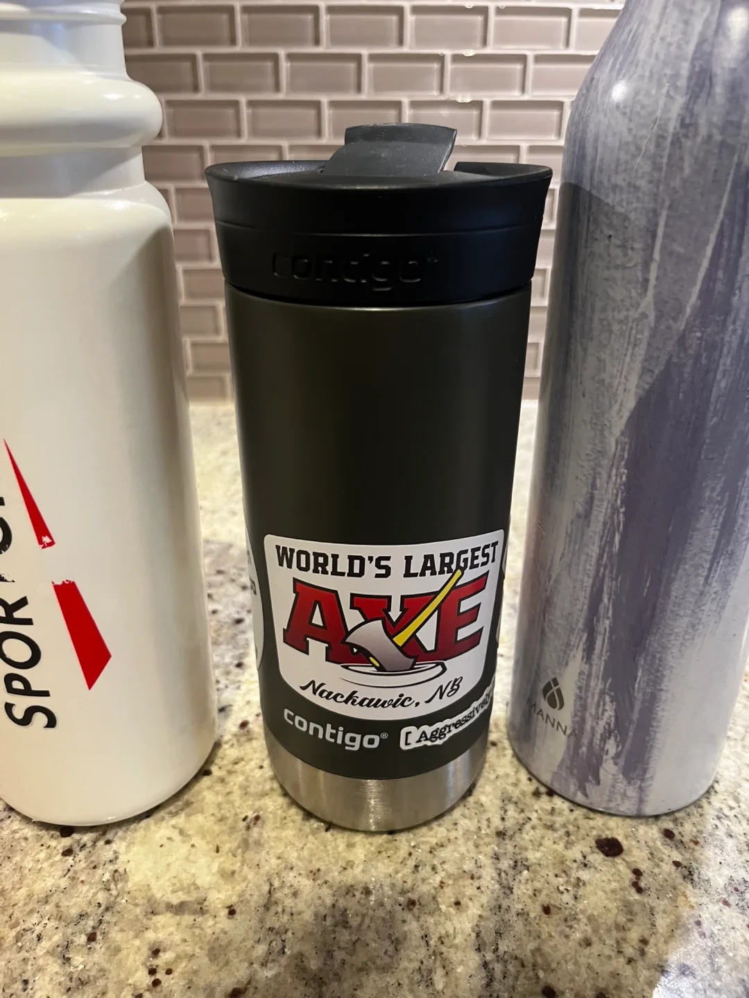 Five Assorted Water Bottles and Travel Mug image indicator(5)