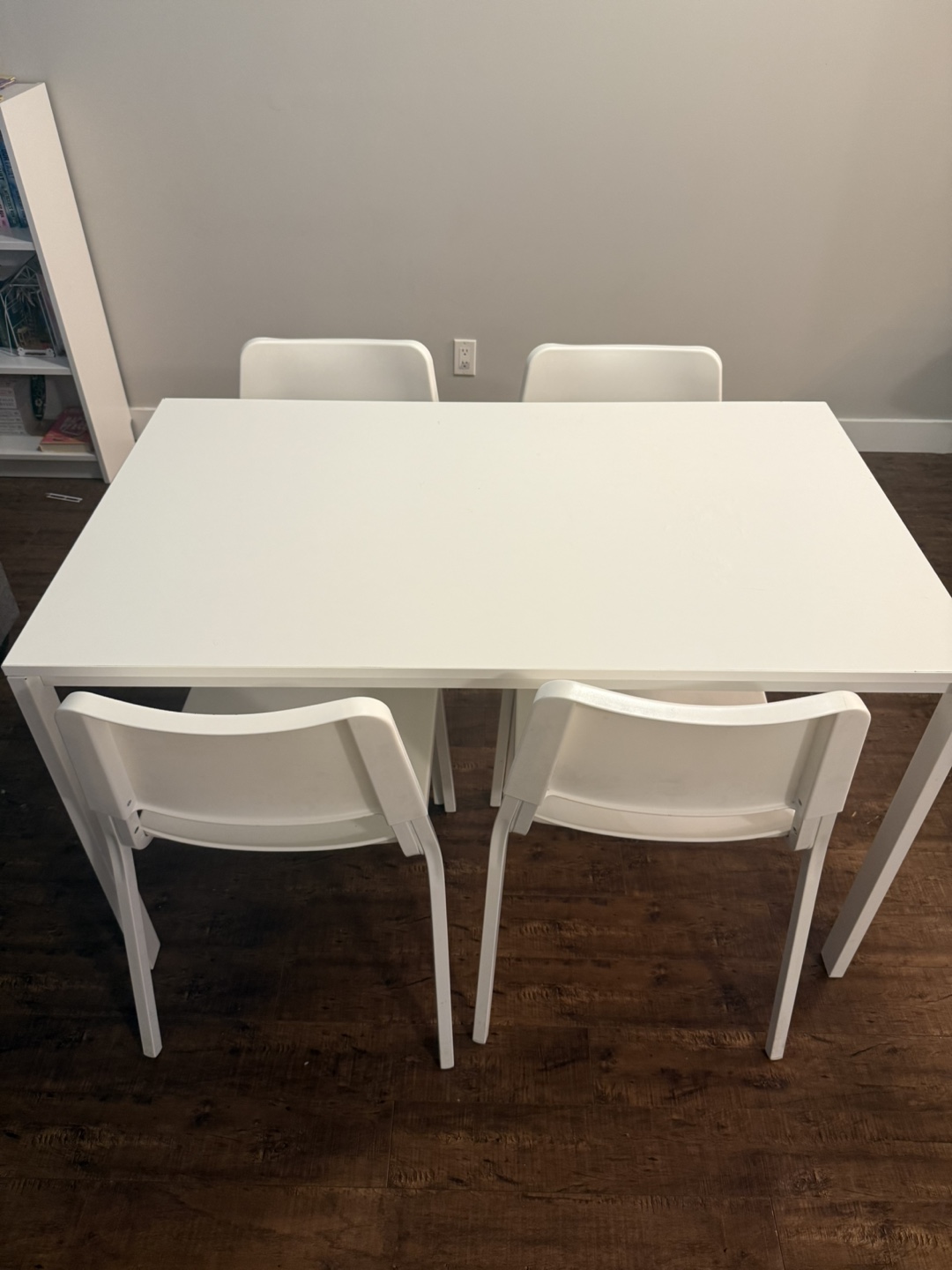 White Dining Table and Four Chairs Set