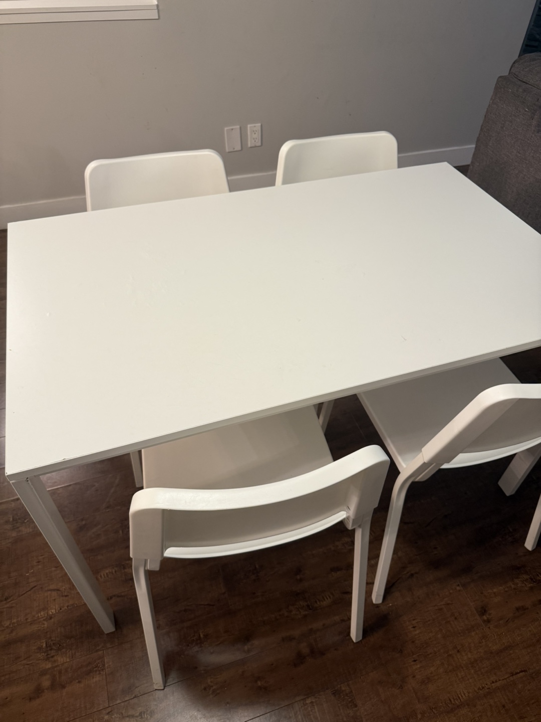White Dining Table and Four Chairs Set - photo 5