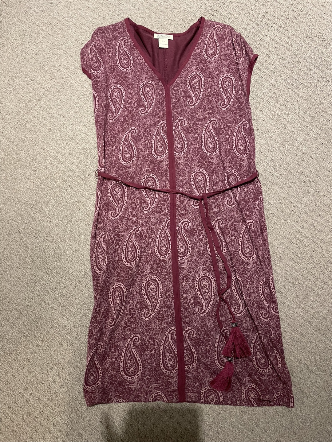 Women's Burgundy Paisley Print Mini Dress