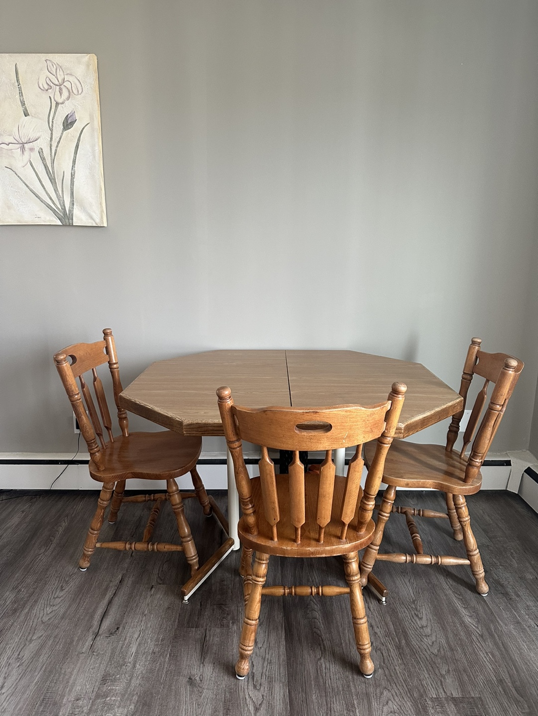 Dining Octagon Table and Three Chairs Set