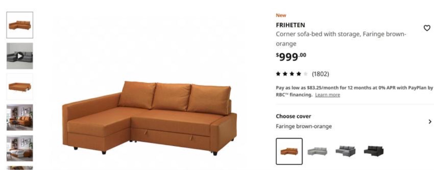 IKEA FRIHETEN Corner Sofa-Bed with Storage