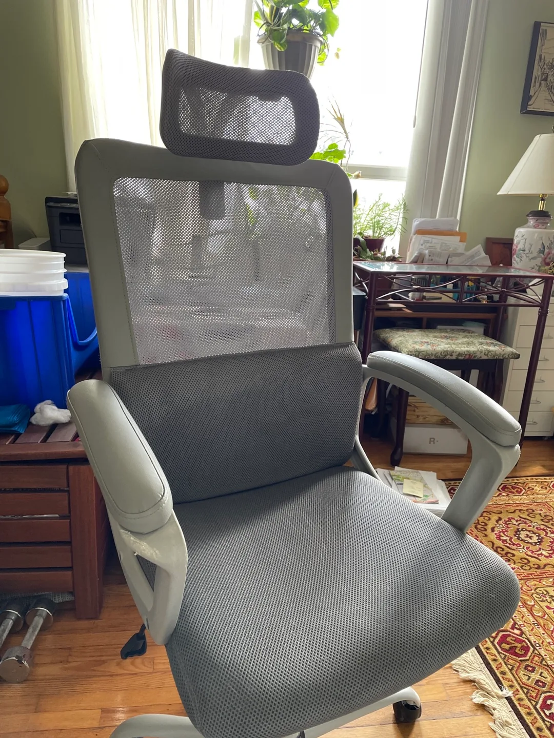 Grey Mesh Office Chair with Headrest image indicator(2)