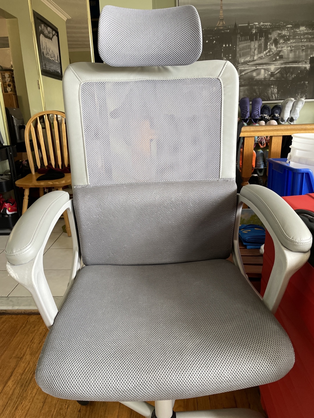 Grey Mesh Office Chair with Headrest