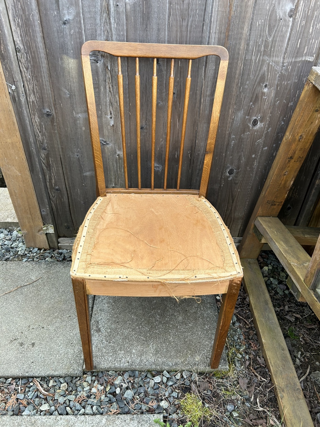 4 Vintage Oakwood Wooden Dining Chairs