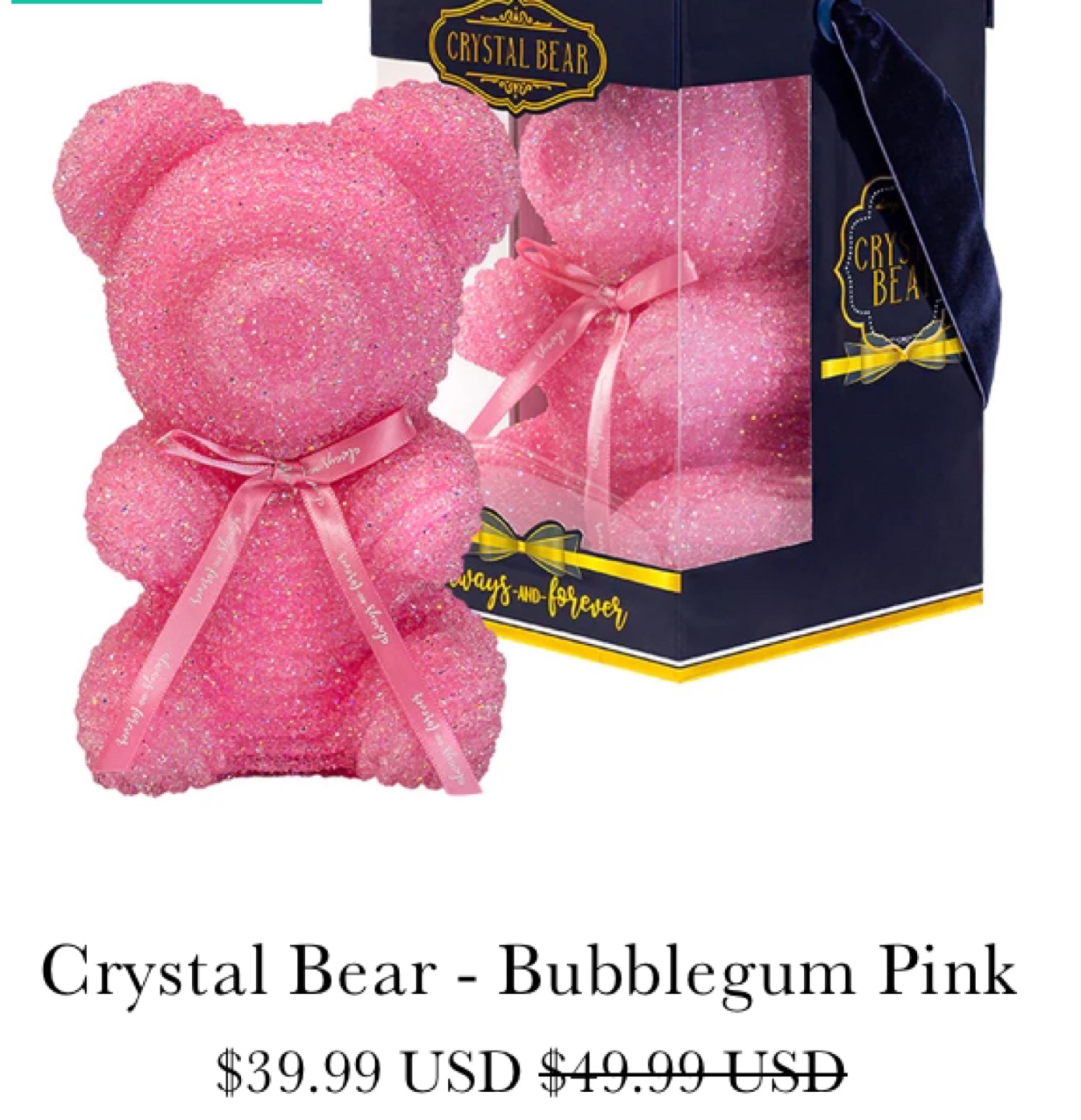 #freecycle Crystal Bear - Bubblegum Pink Glitter Teddy Bear