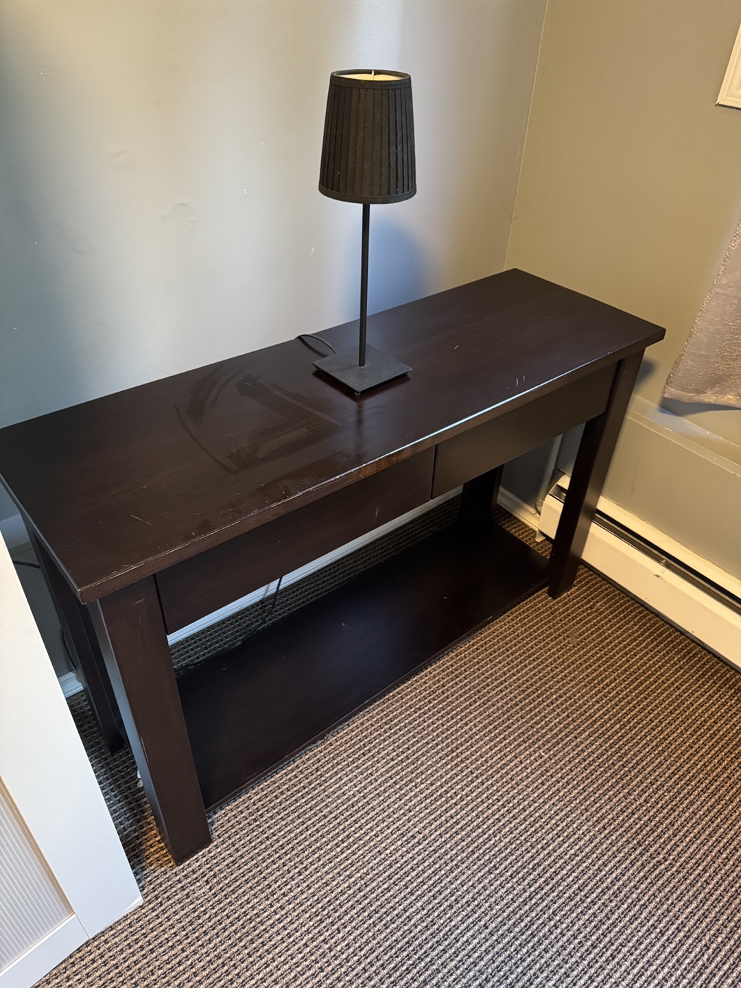 Dark Brown Console Table with Two Drawers - photo 2