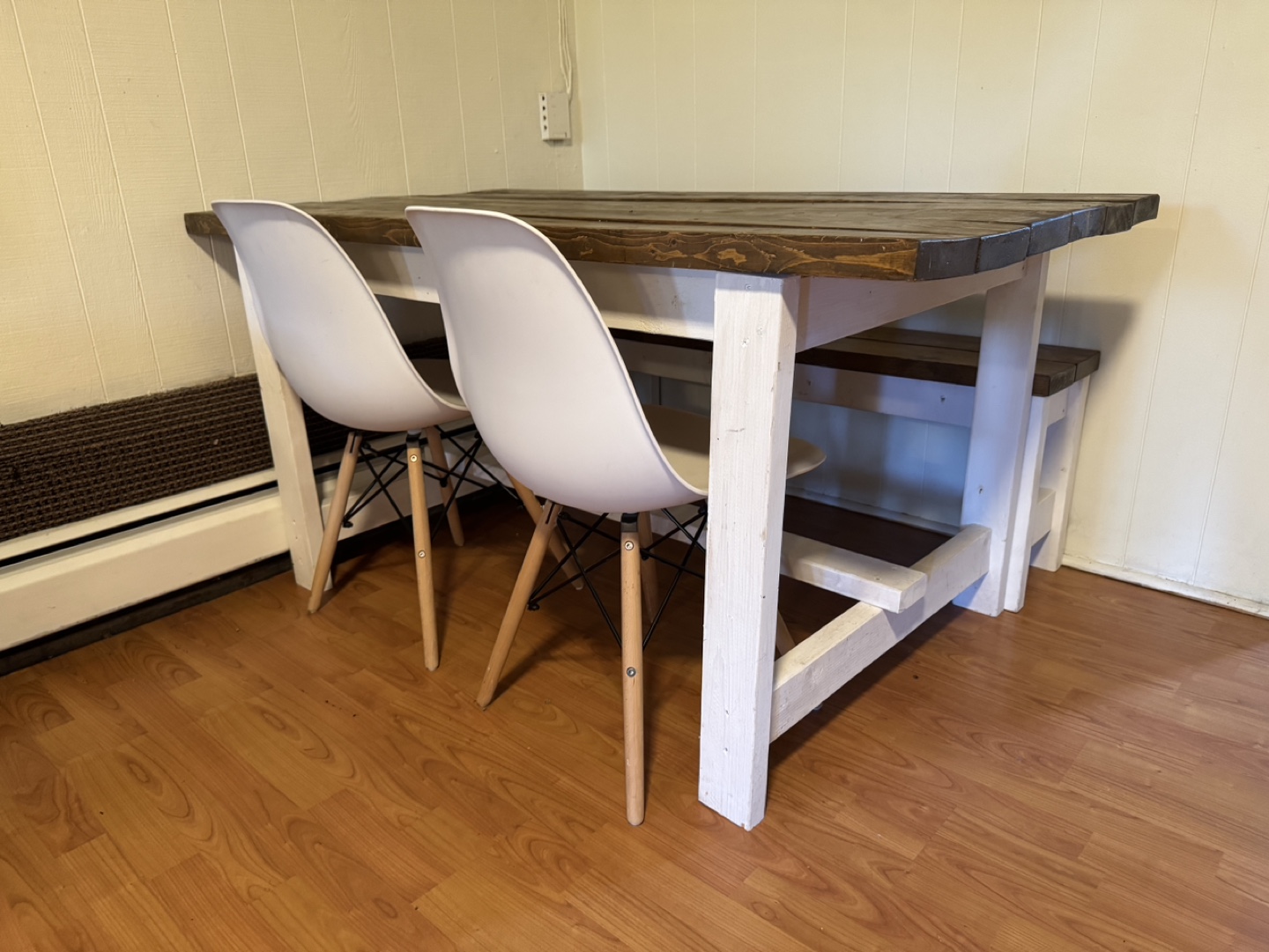 Farmhouse Dining Table Set with Bench and Two Chairs - photo 2