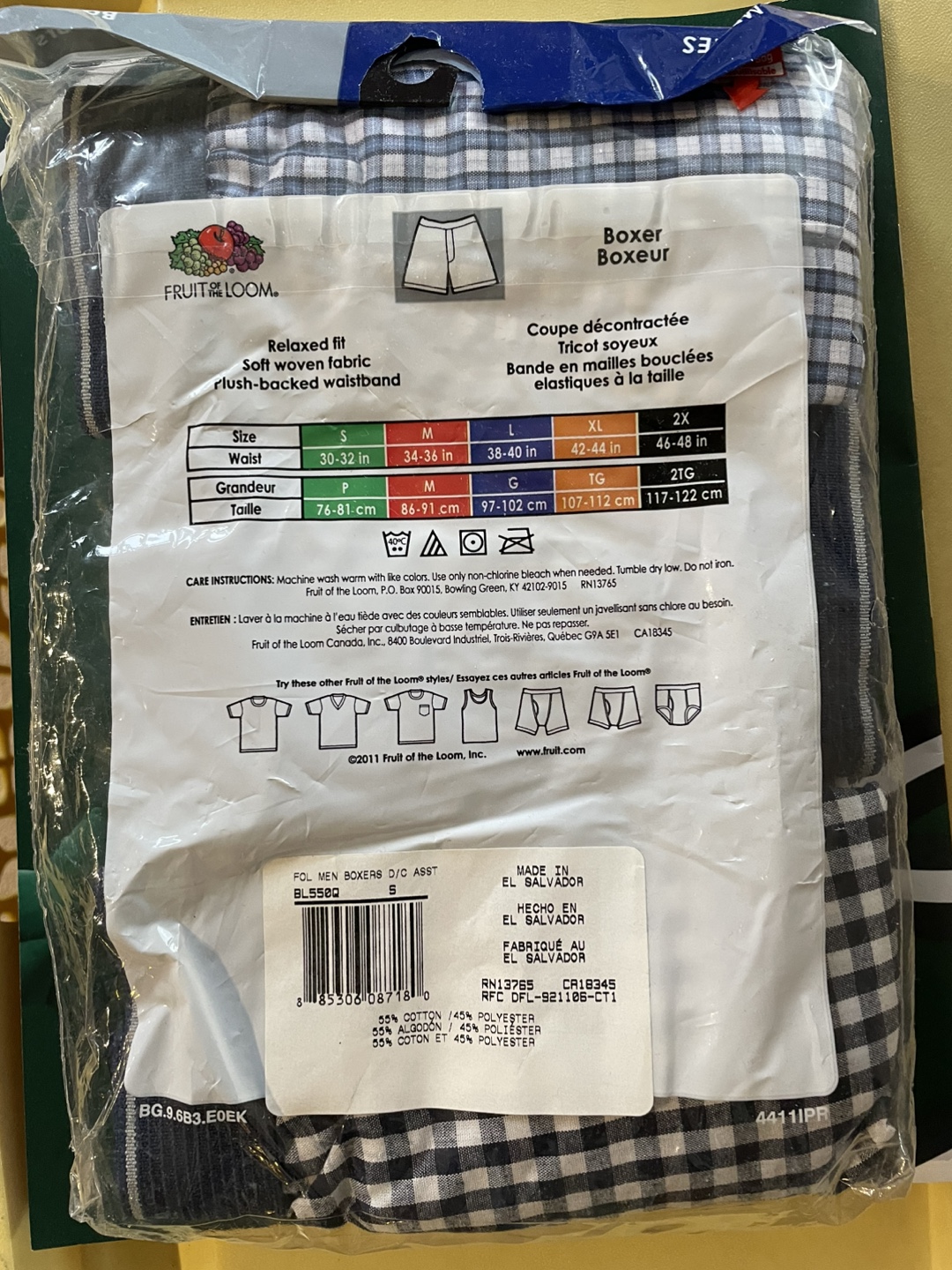Fruit of the Loom Men's Boxers 3-Pack - Small Petite - photo 2