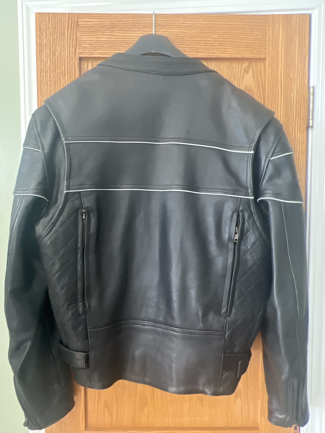 Men's Black Leather Motorcycle Jacket - photo 2