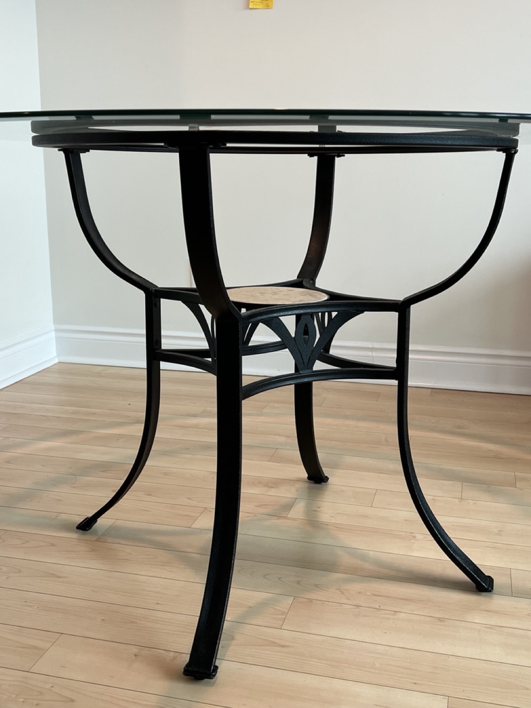 Glass-top Dining Table with Metal Base - photo 3