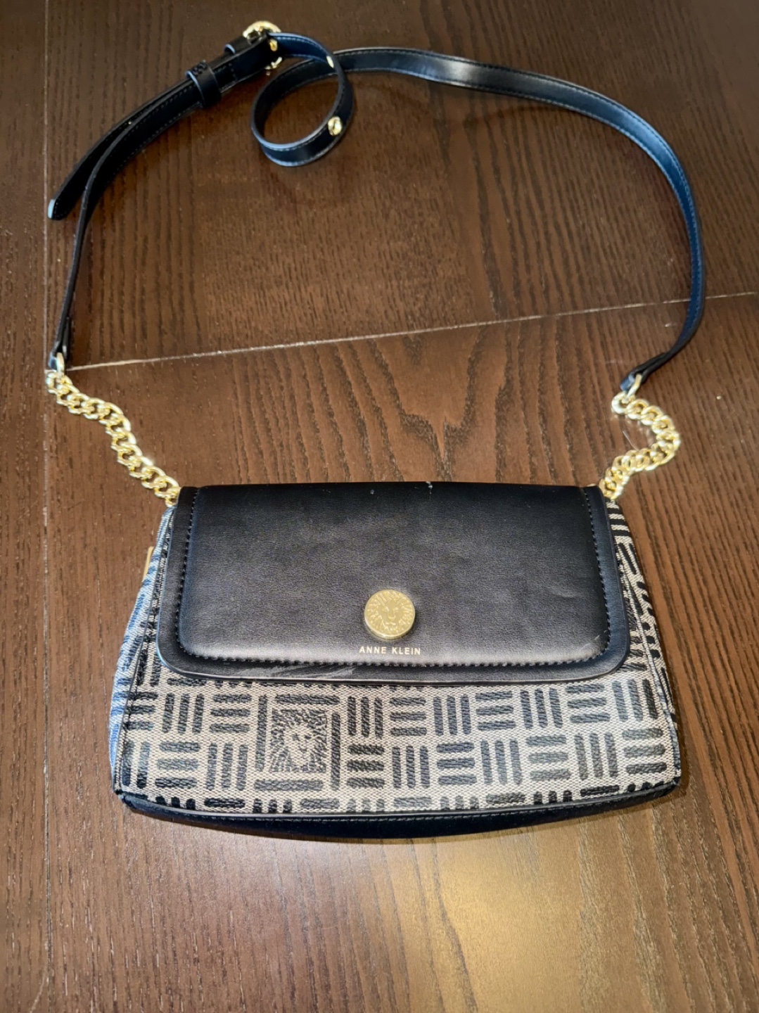 Anne Klein Black and Grey Crossbody Bag