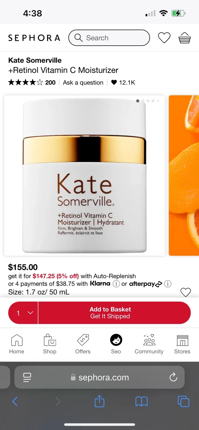 Kate Somerville Retinol Vitamin C Moisturizer 8ml image indicator(2)