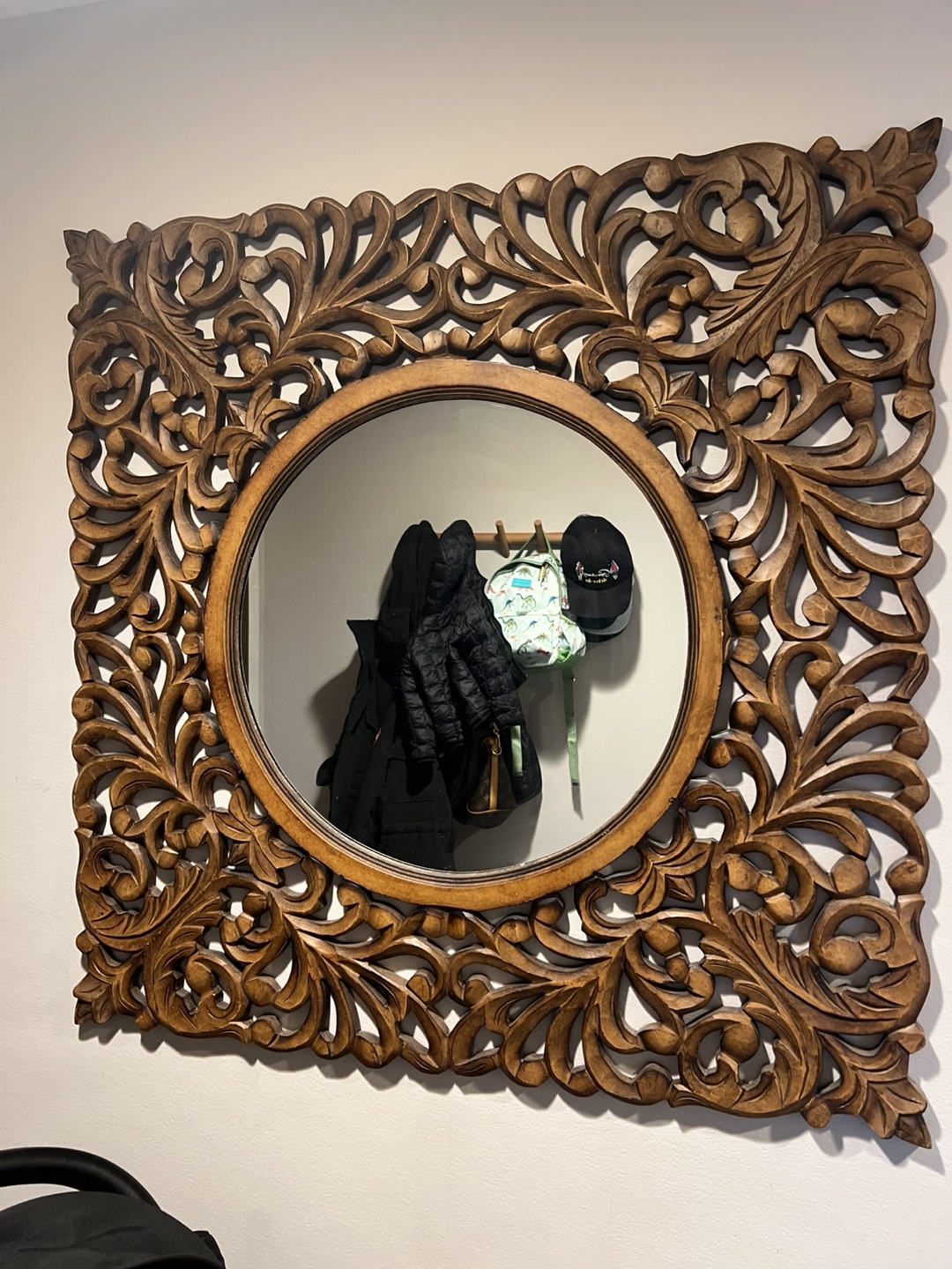MOVING SALE: Ornate Wooden Wall Mirror - photo 2