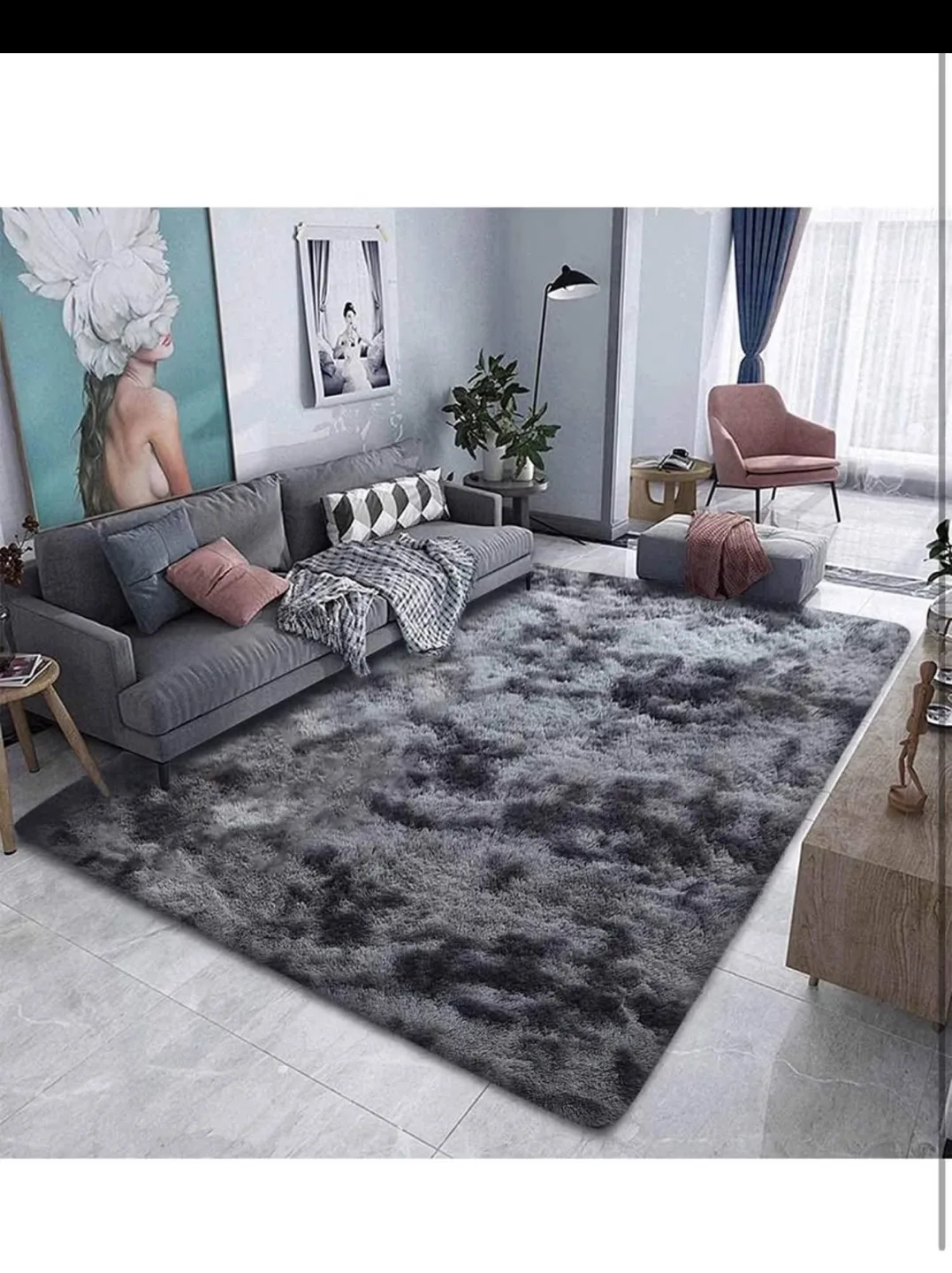 Grey Shag Rug - Soft Fluffy Carpet 8×10 image indicator(4)