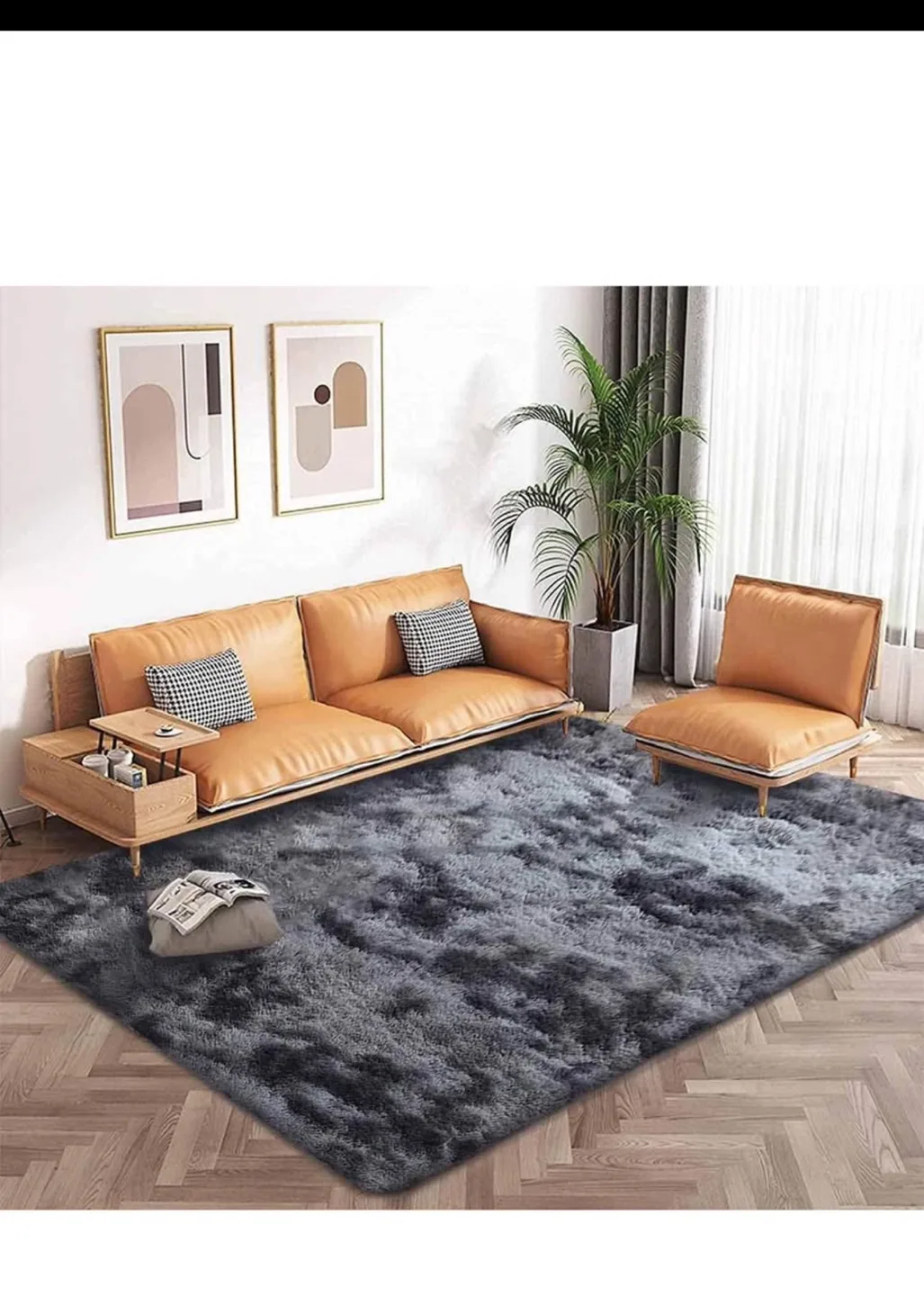 Grey Shag Rug - Soft Fluffy Carpet 8×10 image indicator(2)