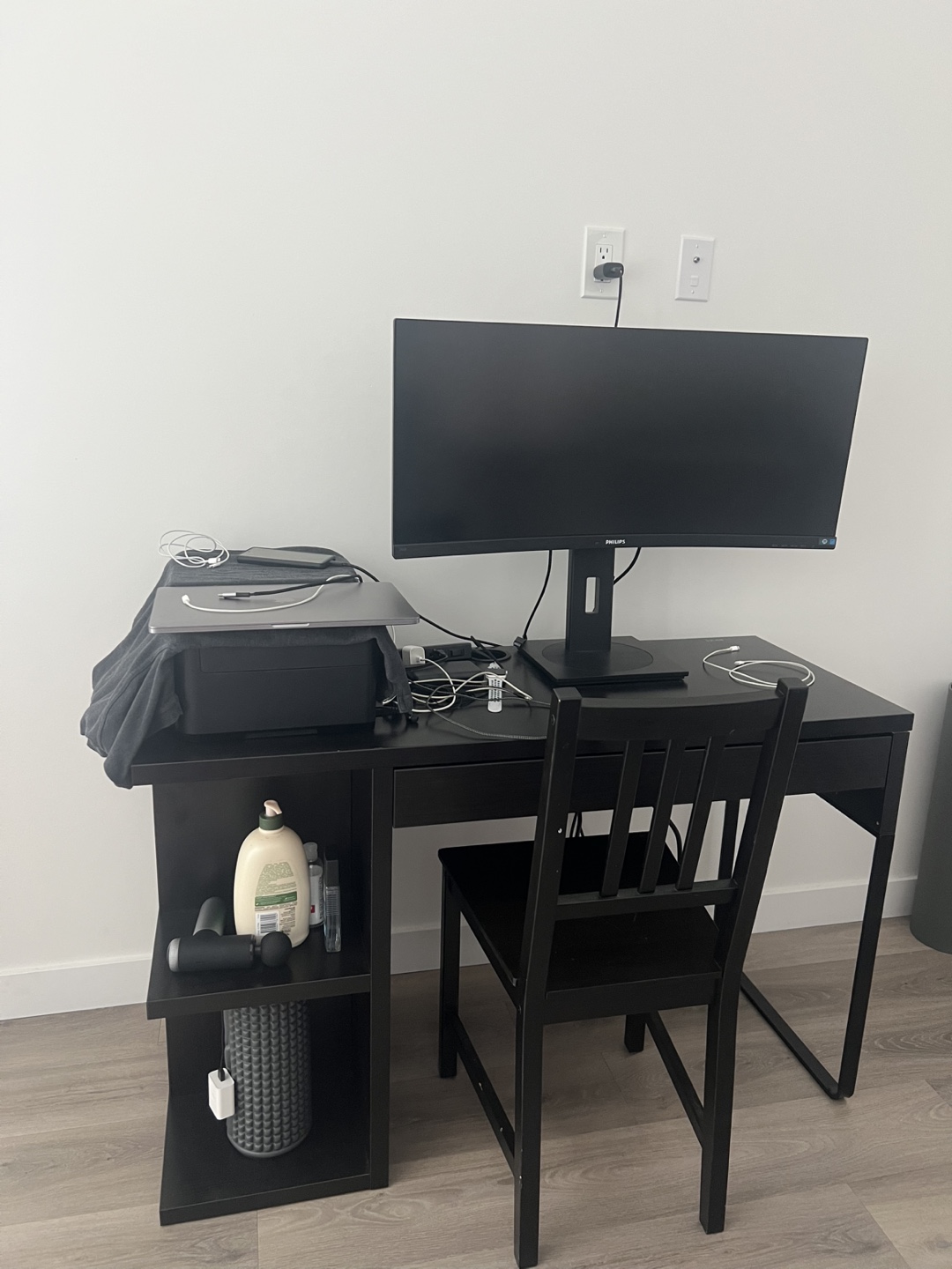 Black Computer Desk with Chair - photo 3