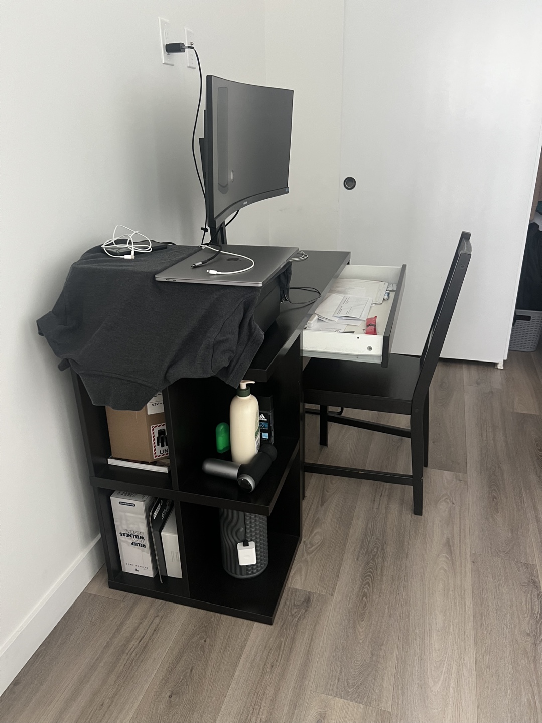 Black Computer Desk with Chair - photo 2