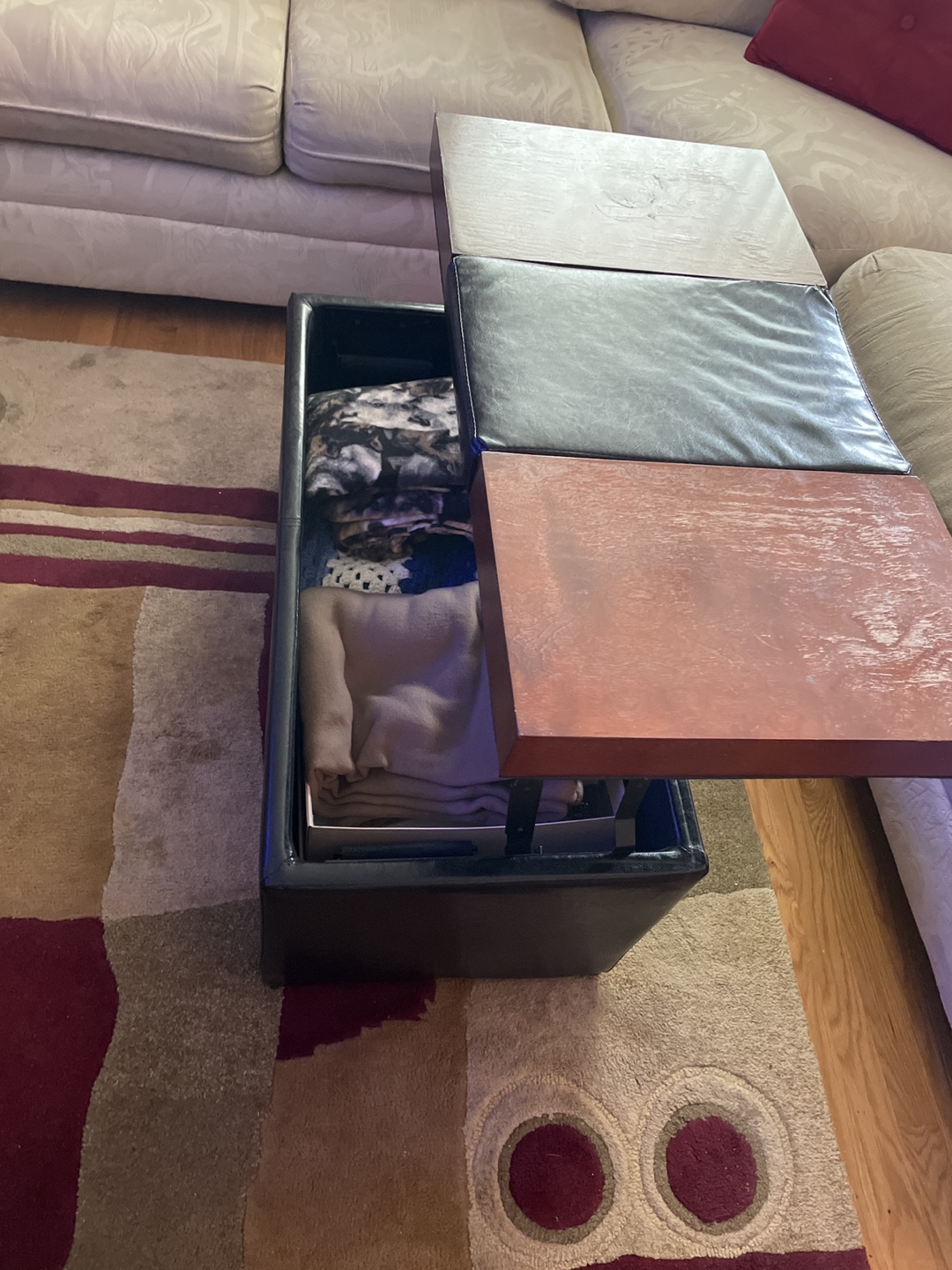 Lift-Top Coffee Table Ottoman with Storage