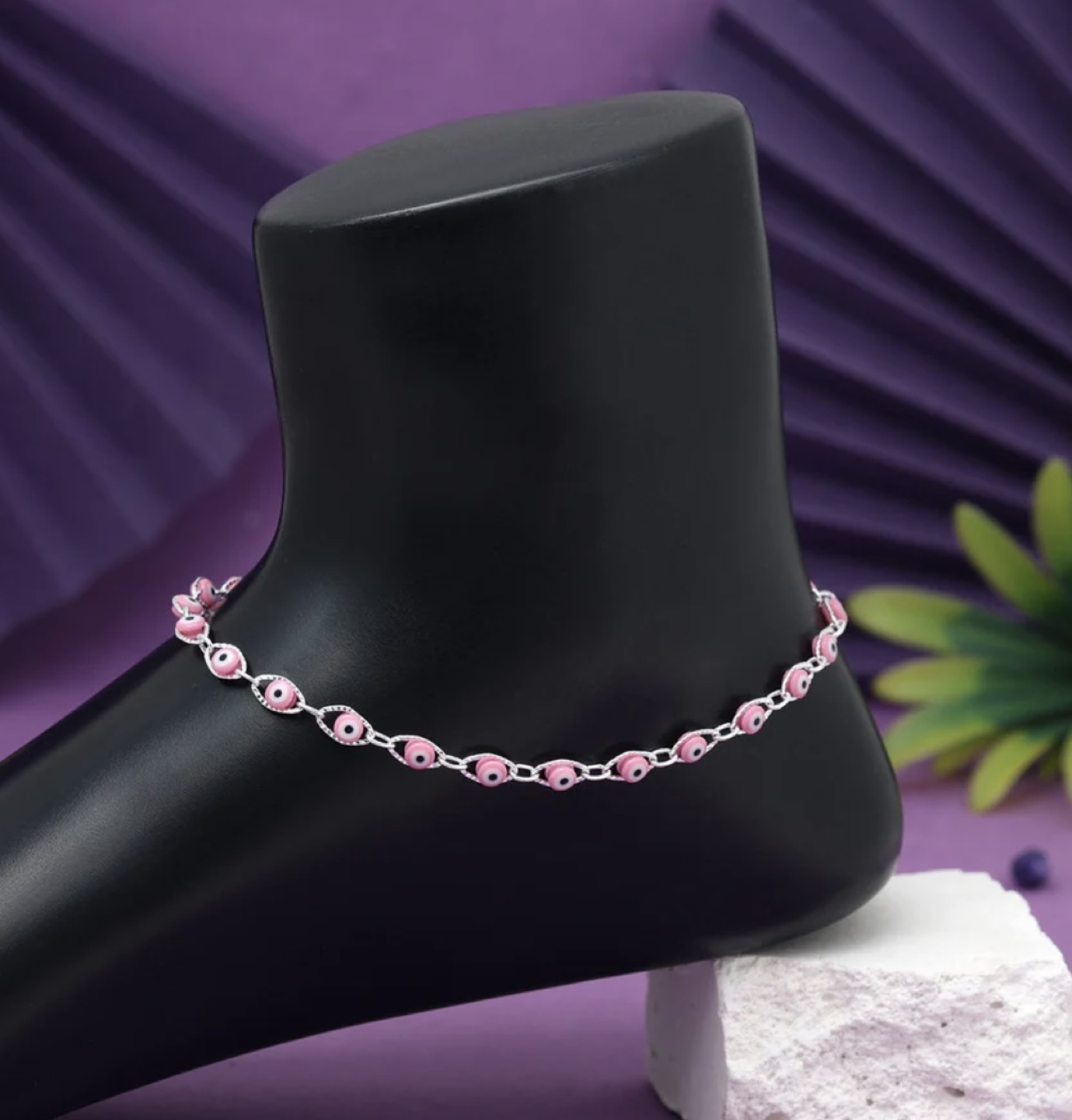 Pink Evil Eye Anklet