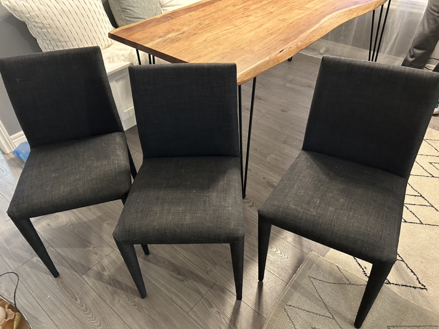 3 Dark Grey Dining Chairs