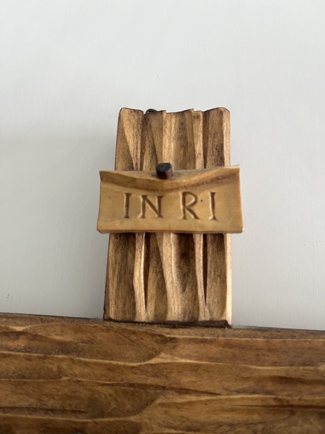 Large Hand-Carved Wooden Crucifix – Jesus on the Cross with INRI - photo 3